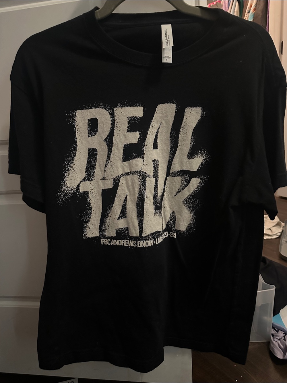 Bella Canvas Black Tee with White "REAL TALK" Graphic
